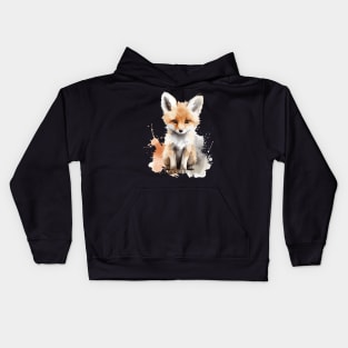 watercolor adorable baby foxes Kids Hoodie